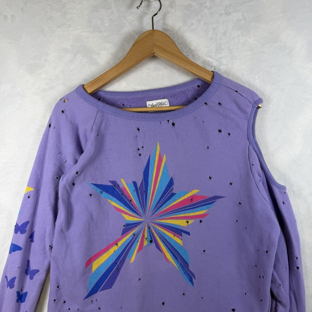 Lauren Moshi Crewneck Sweatshirt Off Shoulder Women Size Small
